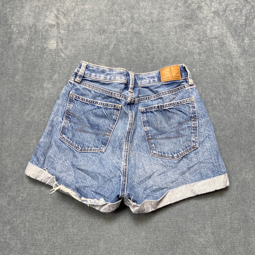 American Eagle Outfitters Denim Shorts Womens 00 Blue Cotton Mid Rise Cuffed Hem - Picture 12 of 16